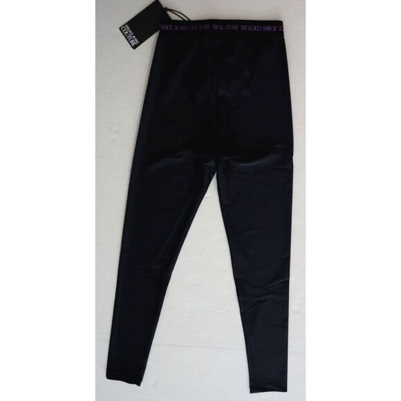 Versace Jeans Couture Women Sz 36 US 0 Black Sumatra Logo Waistband Leggings $20 - Picture 3 of 8